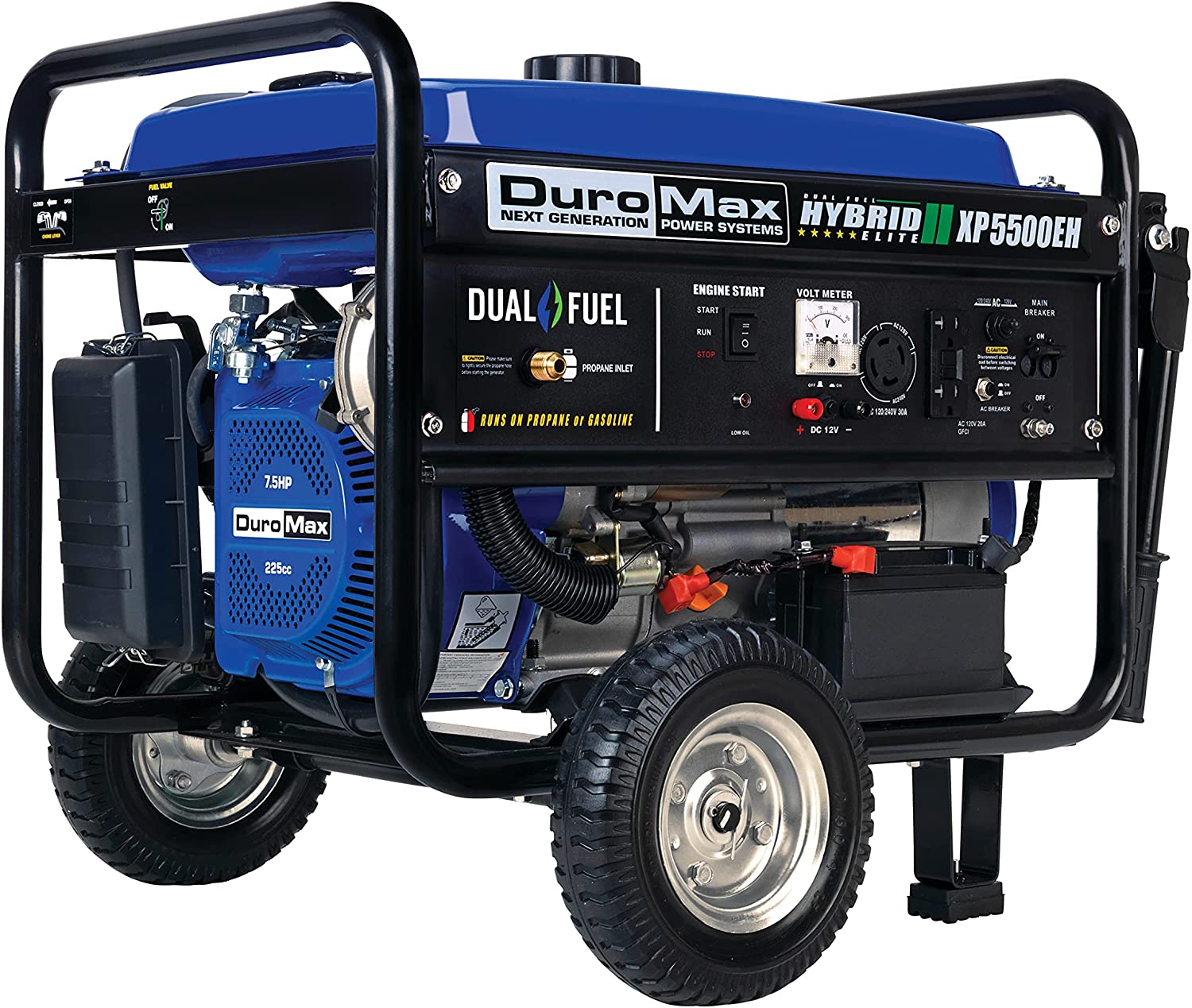 DuroMax XP5500EH Electric Start-Camping & RV Ready, 50 State Approved Dual Fuel Portable Generator