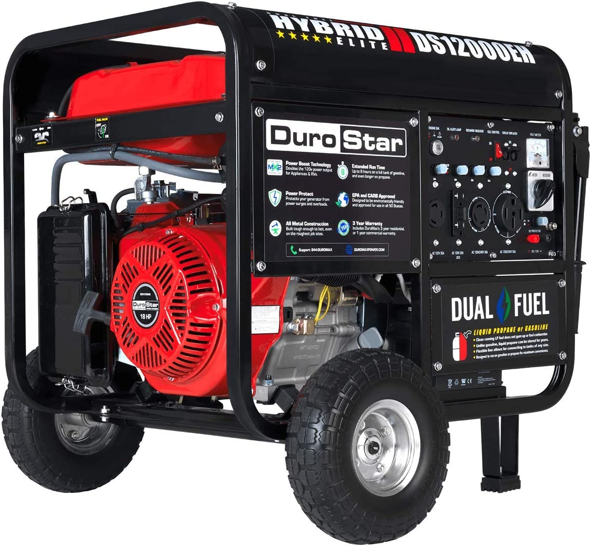 Gas or Propane Dual Fuel Electric Start Portable Generator