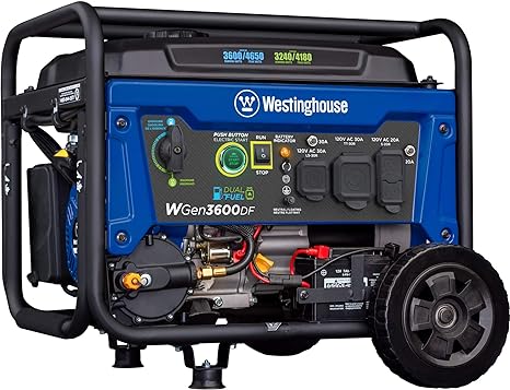 Westinghouse Outdoor Power Equipment 4650 Peak Watt Dual Fuel Portable Generator